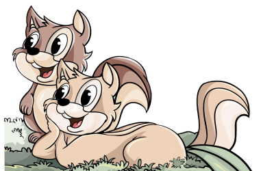 Die zwei Eichhörnchen-Maskottchen von Double Trouble